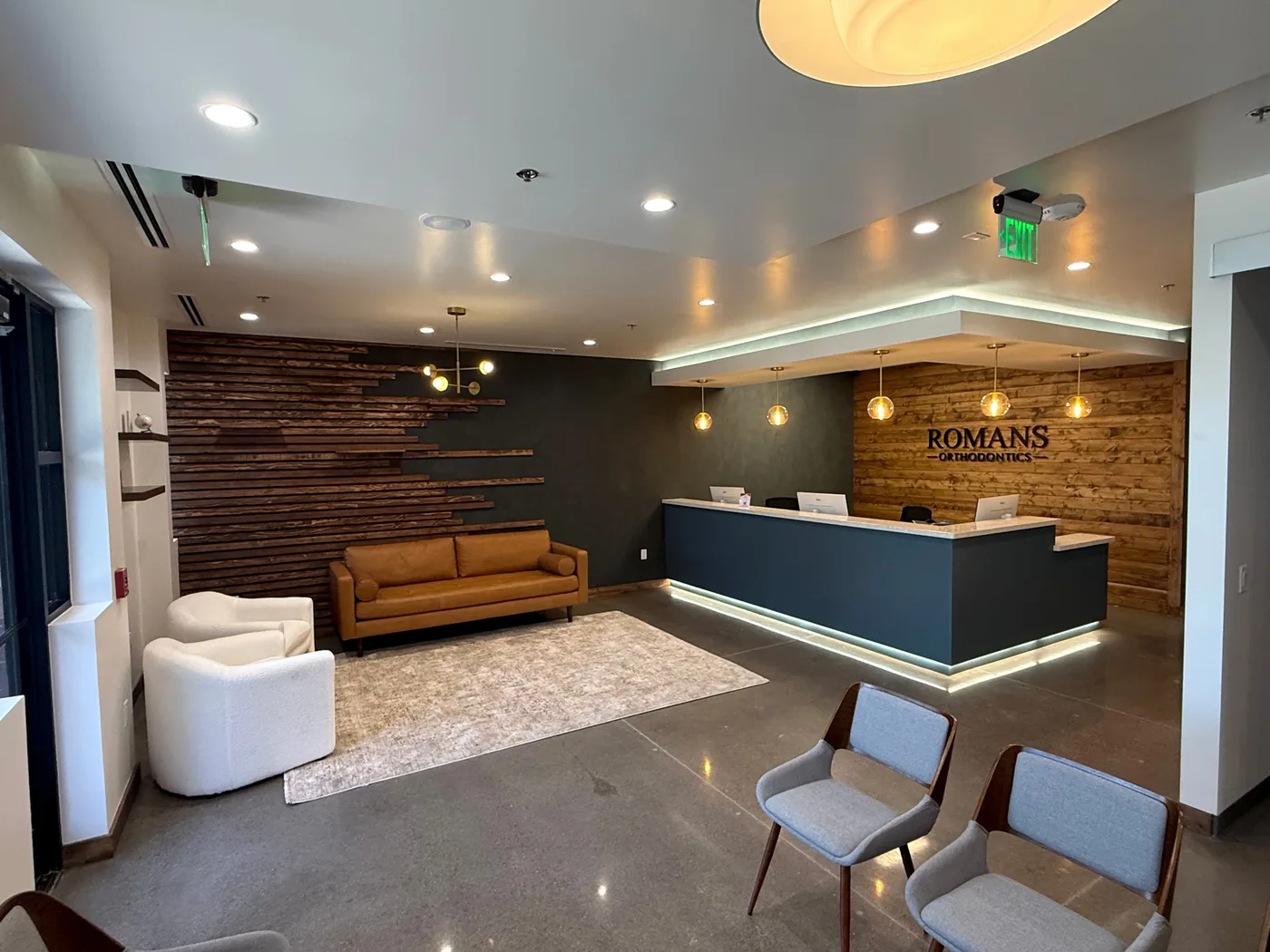 The reception and waiting area at Romans Orthodontics in Anthem